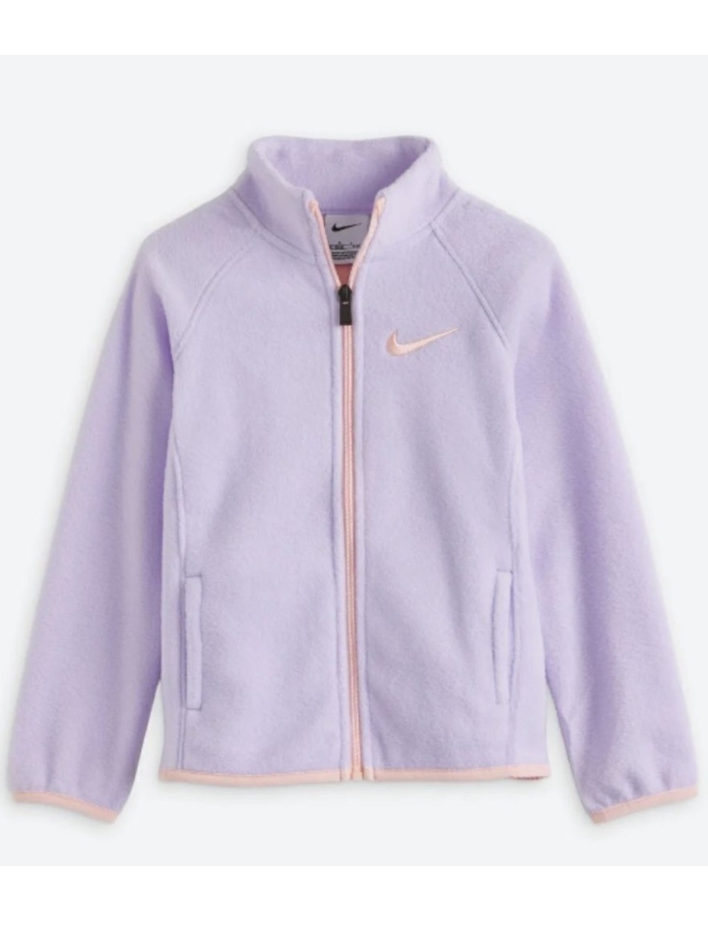 NWT Nike Girls Fleece Jacket Light Purple Pink Trim Swoosh Girls Medium 6